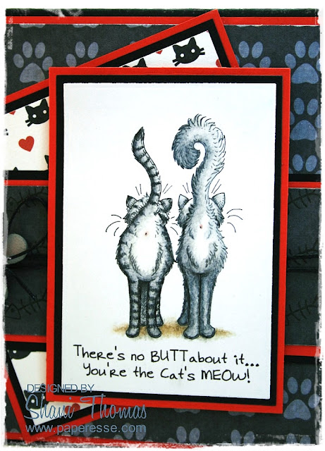 birthday card two cats with tails in the air