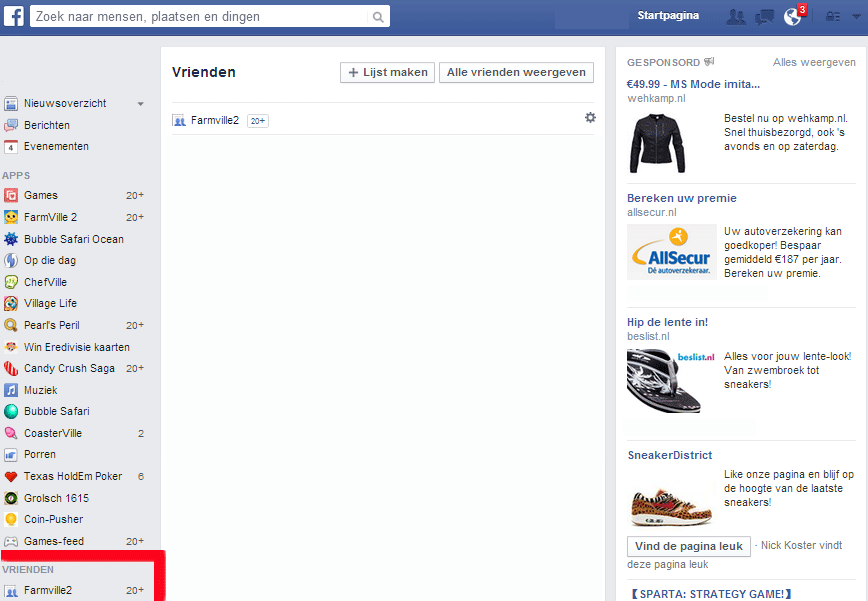 vriendenlijst facebook