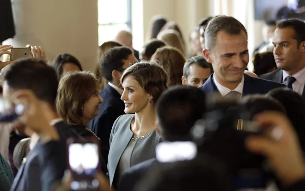 King Felipe of Spain and Queen Letizia of Spain are seen at the Miami-Dade College Presidential Medal presentation at the Freedom Tower 