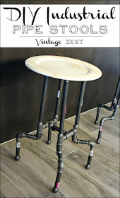 DIY Industrial Pipe Stools on Diane's Vintage Zest!  #diy #home #decor