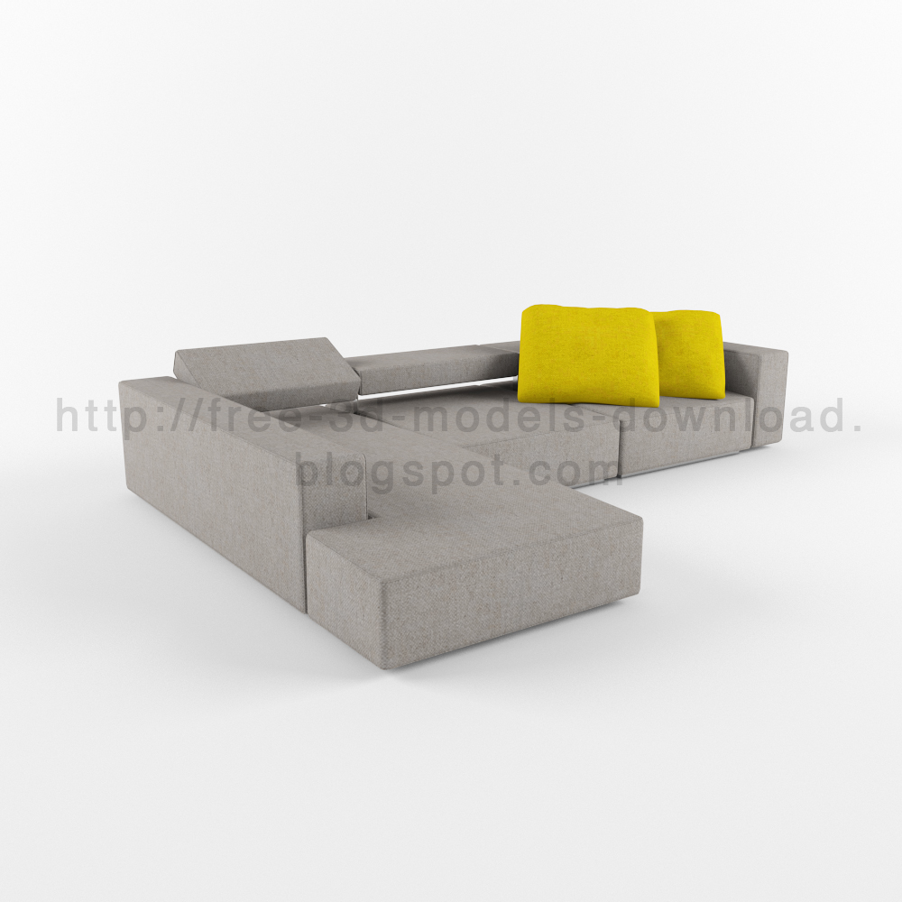 3d модель, 3d model, Andy, b&b, free download, furniture, grey, Italia, sofa, yellow, диван, скачать бесплатно