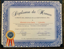 Diploma de Honor por la Exhibición "Nuestra Cultura Hispana" New York, Abril 27. 2019