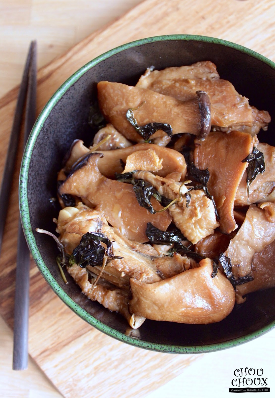 My Chouchoux ThreeCup Chicken with King Oyster Mushrooms Taiwanese