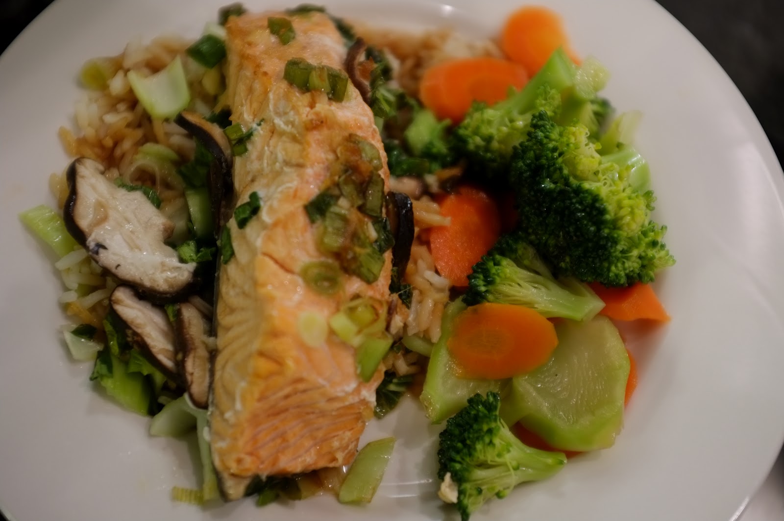 Sweet Foodie Asian Salmon Dinner with Honey Lime Vegetables