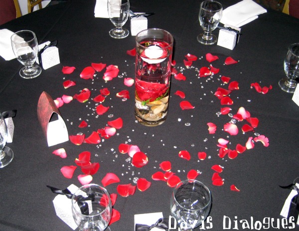 As long as we are at the tables The beautiful centerpieces were Russell's