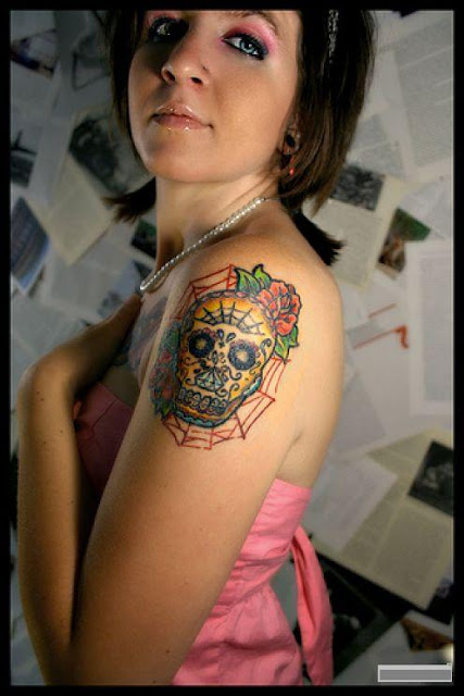  using ribbon design Those who see it as their skull tattoos protection 