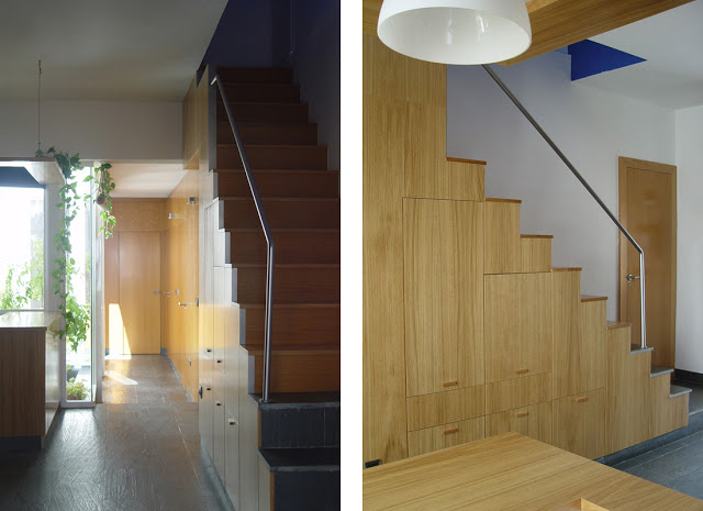 Escalera y almacenaje, todo en uno|Espacios en madera