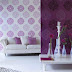 living room interior design with wallpaper 