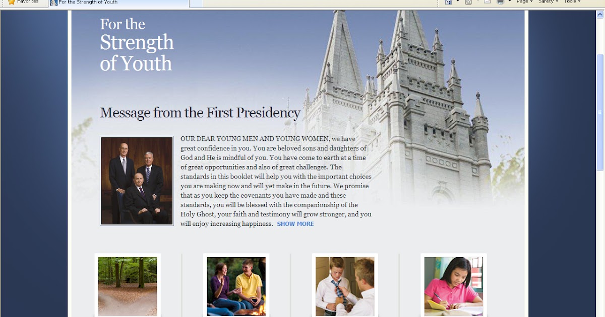 LDS For Strength of Youth Pamphlet Revised