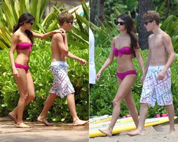 justin bieber and selena gomez 2011 in hawaii. justin bieber and selena gomez