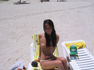 Asian Girl GF Naked Beach Voyeur Topless Tits Exposed Public Spy