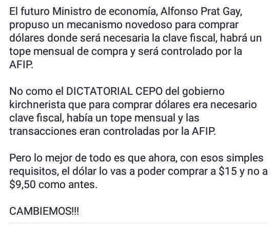 La liberacion del cepo por Prat Gay