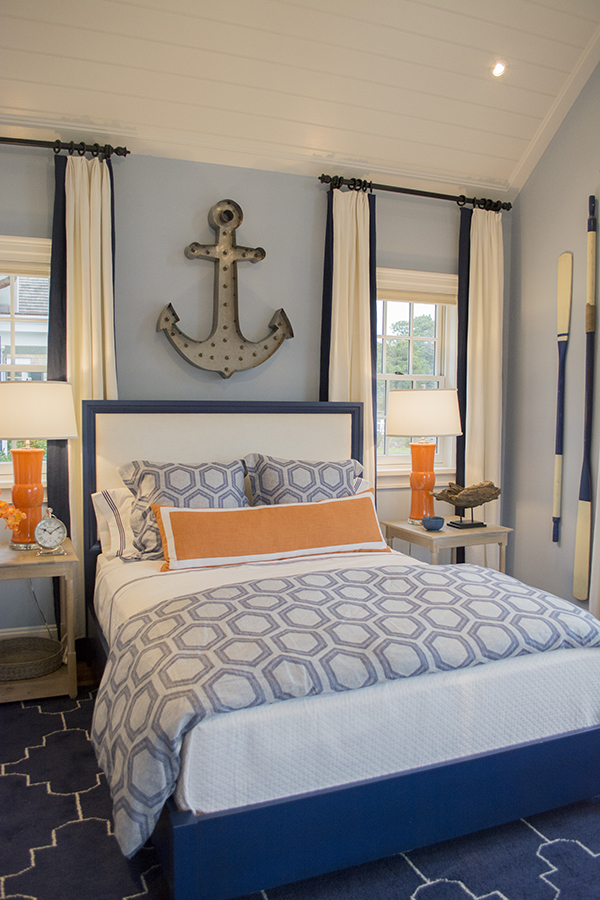 Navy Blue Bedrooms With Pops of Orange | By Design Fixation
