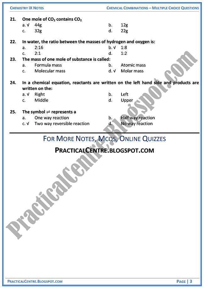 chemical-combinations-mcqs-chemistry-ix