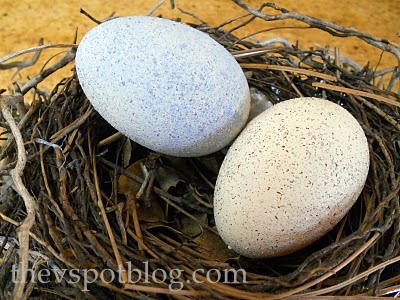 Easter craft - turn plastic easter eggs into faux robin eggs - diy