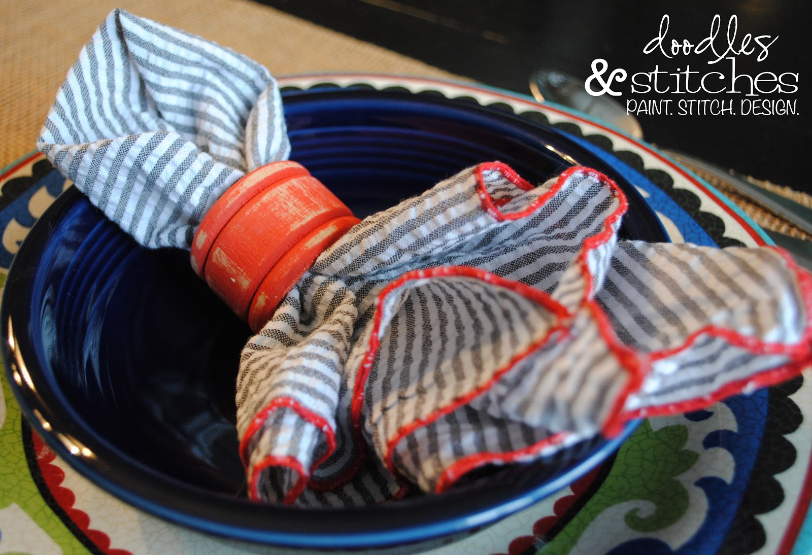 Seersucker Napkins DIY Doodles & Stitches