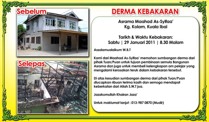 Rayuan Derma Kebakaran Maahad As-Syifaa' Kuala Ibai