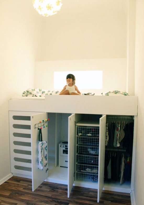 Loft bed with lots of storage underneath