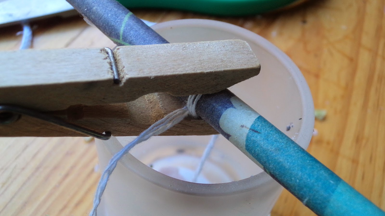 Refilling old candle holders with new home made candles!