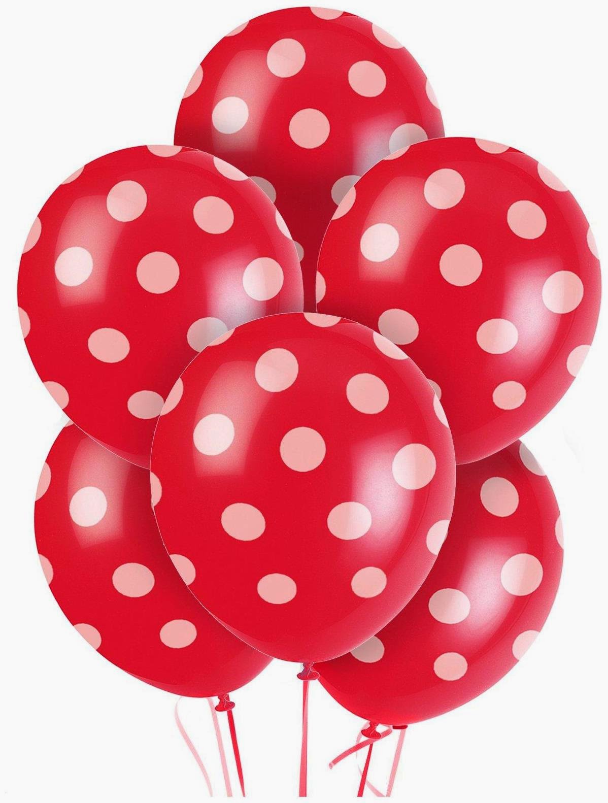  Red and White Dots Latex Balloons