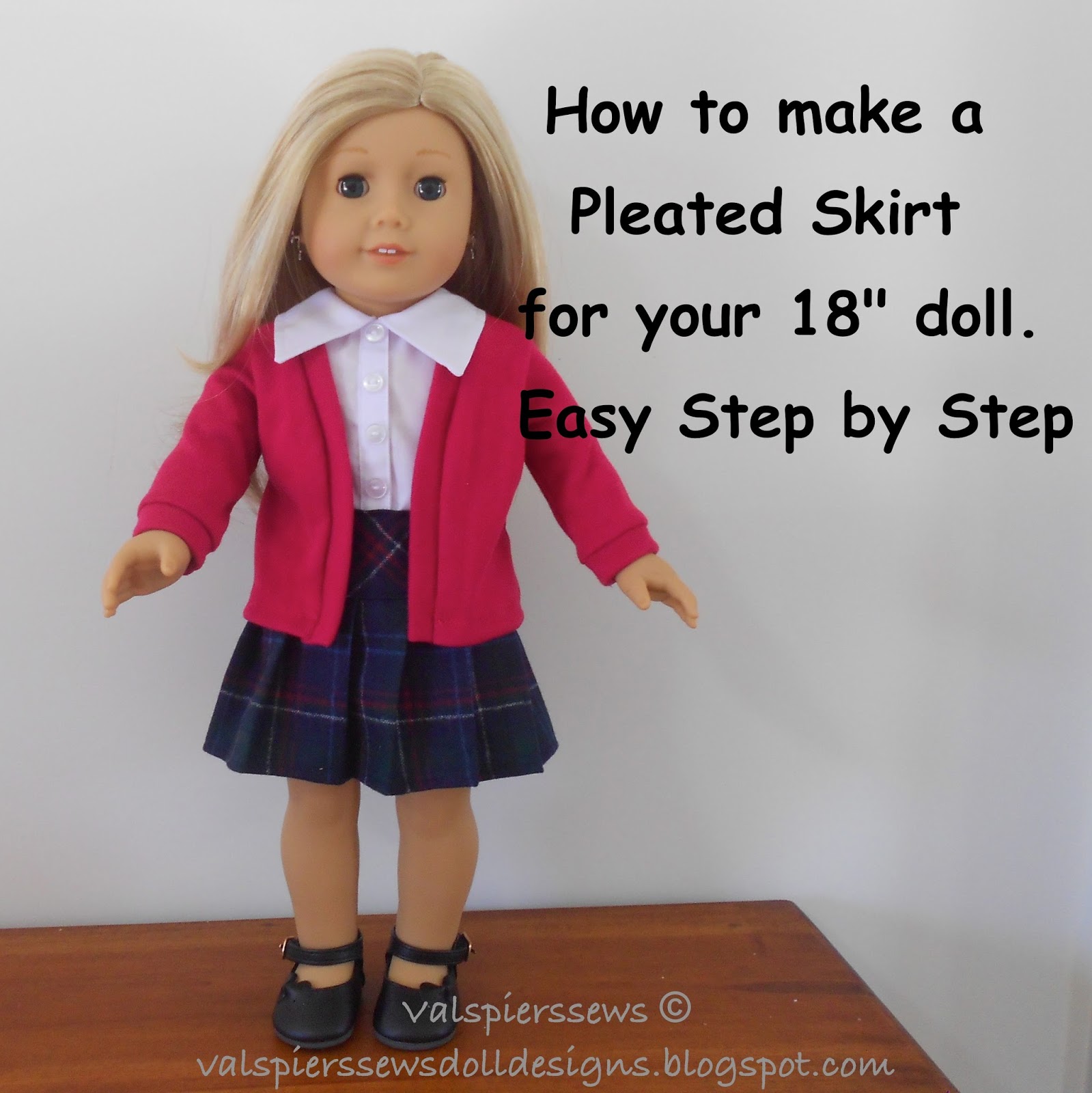 Doll Clothes Patterns by Valspierssews How to Make a Pleated Skirt for