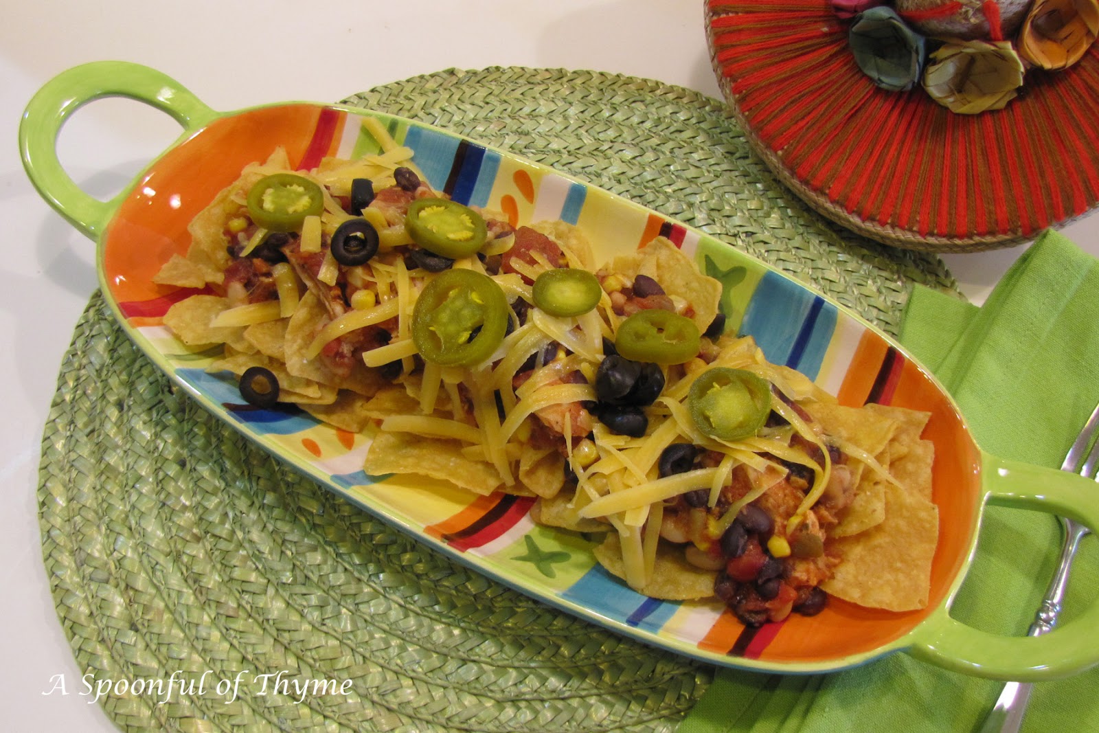 Bean and Chicken Nachos aka Mexican Bean and Corn Bake
