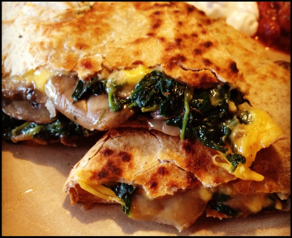 A Healthy Makeover Spinach and Mushroom Quesadilla