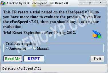 trial reset cfospeed