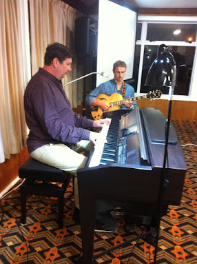 Our April Guest Artists, Mark Shiloh (piano) and Max Brown (electric guitar).