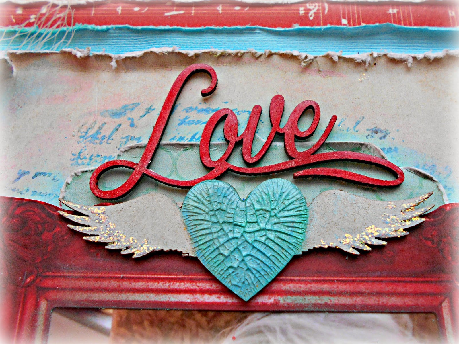 Scraps Of Darkness - Karens Valentine kit - a precious shabby chic layered layout by Tracey Gregory