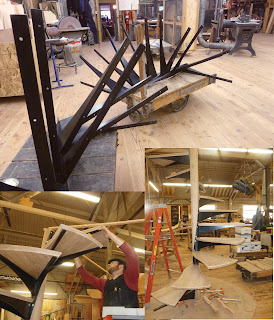 Metalsmithed Spiral Stair Tread Supports in the Seattle Stair & Design Shop