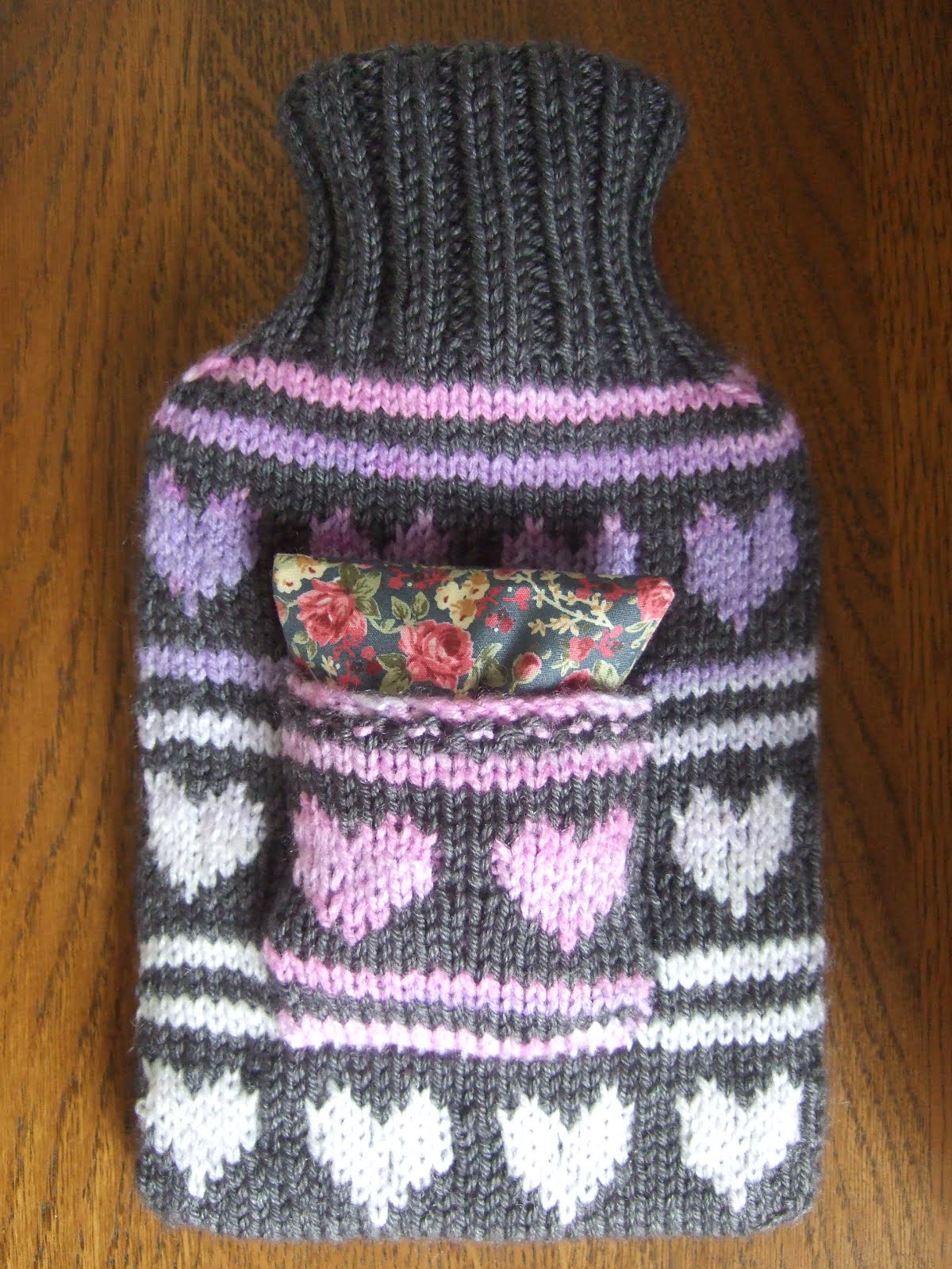 Made By Joanne another (larger) knitted hot water bottle cover
