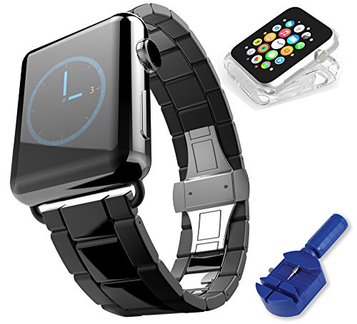 Apple Watch Band, Black Space Gray Stainless Steel 42mm BEST Metal Strap Replacement GUARANTEED Eas