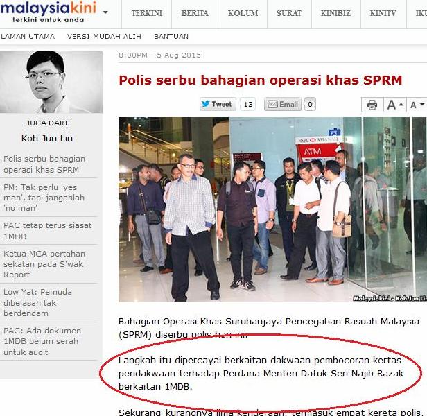 Polis Serbu SPRM Cari Siapa Bocorkan Draf Waran Tangkap Najib?! Malaysiakini-SPRM