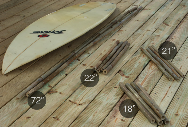 Shore Life Florida Coffee Table Using an Old Surfboard and Bamboo