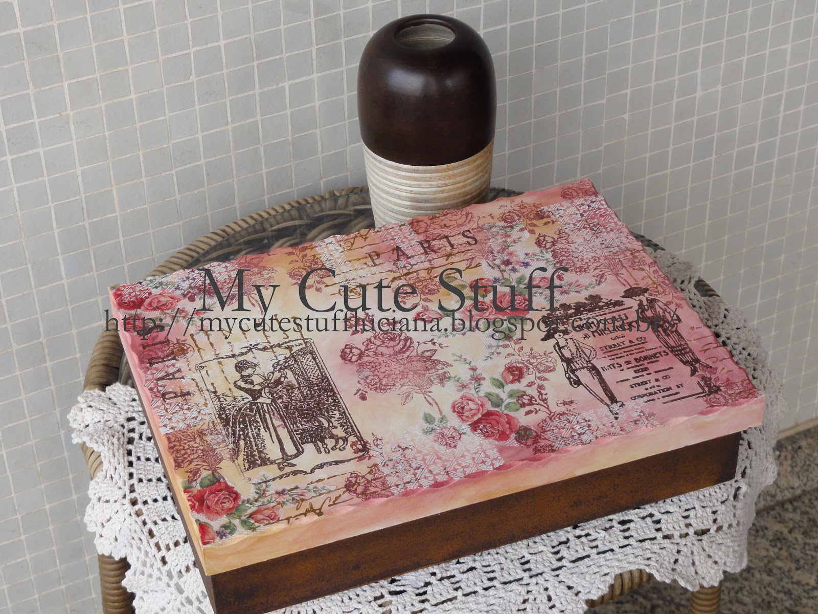 My Cute Stuff Caixa Vintage BelleÉpoque Artesanato Jornal E Cola ~ My Cute Stuff Caixa Vintage BelleÉpoque