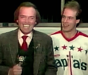 Ch. 4 sports icon George Michael with Caps goalie Bob Mason.