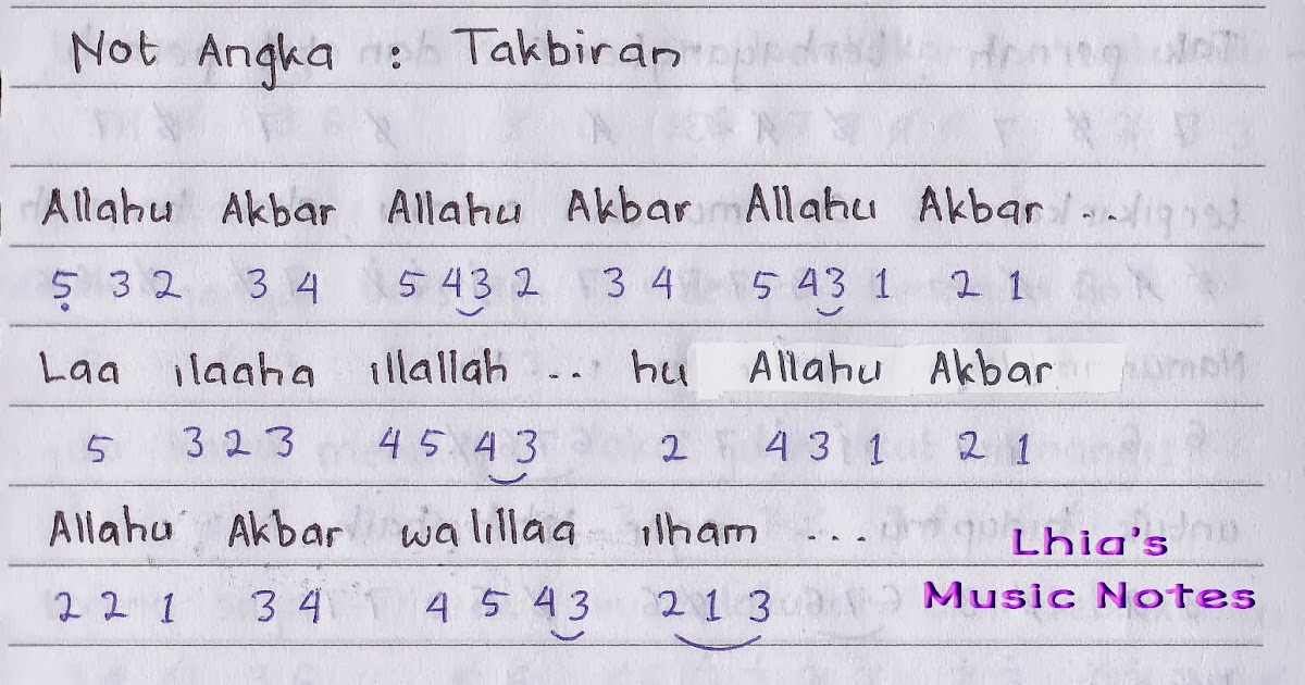 Not Angka Gema Takbiran Aulia S World