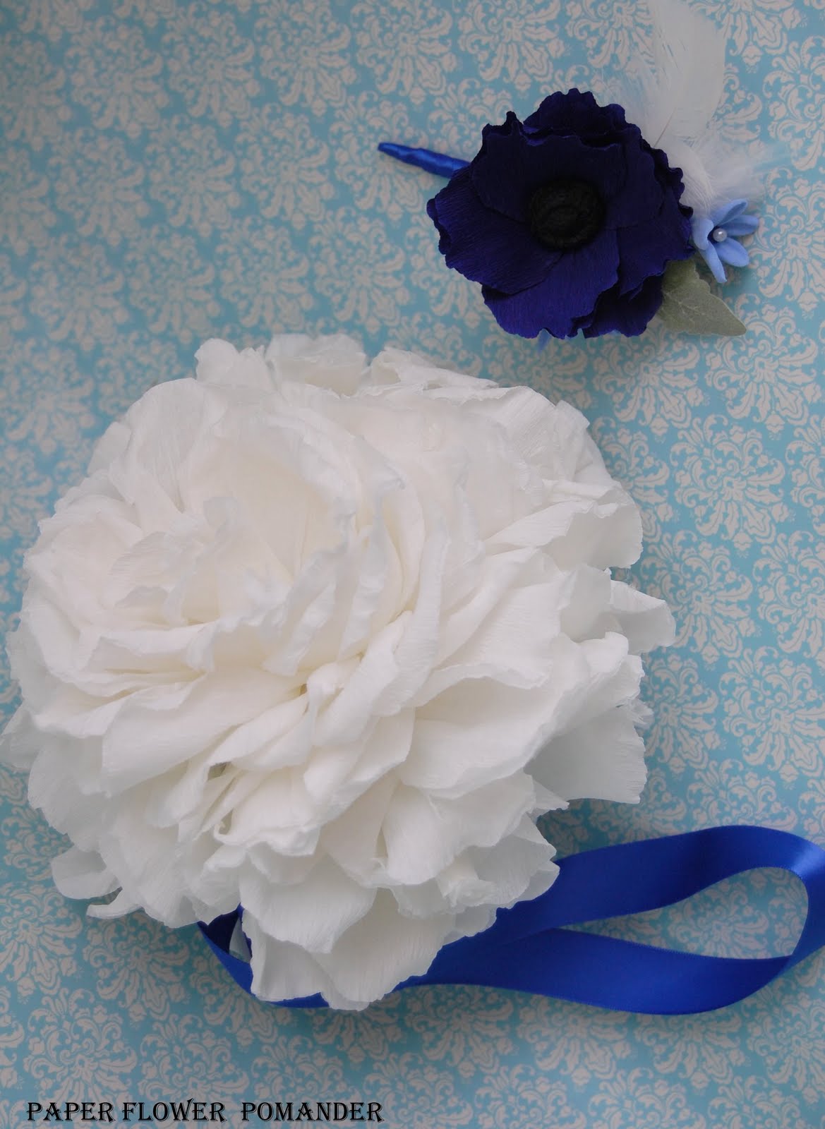 midnight royal blue wedding bouquet paper flowers | Handmade PaPer