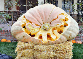 giant pumpkins at Marissa Mayer's home Halloween