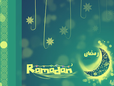 Beautiful ramadan kareem wallpaper with text and moon