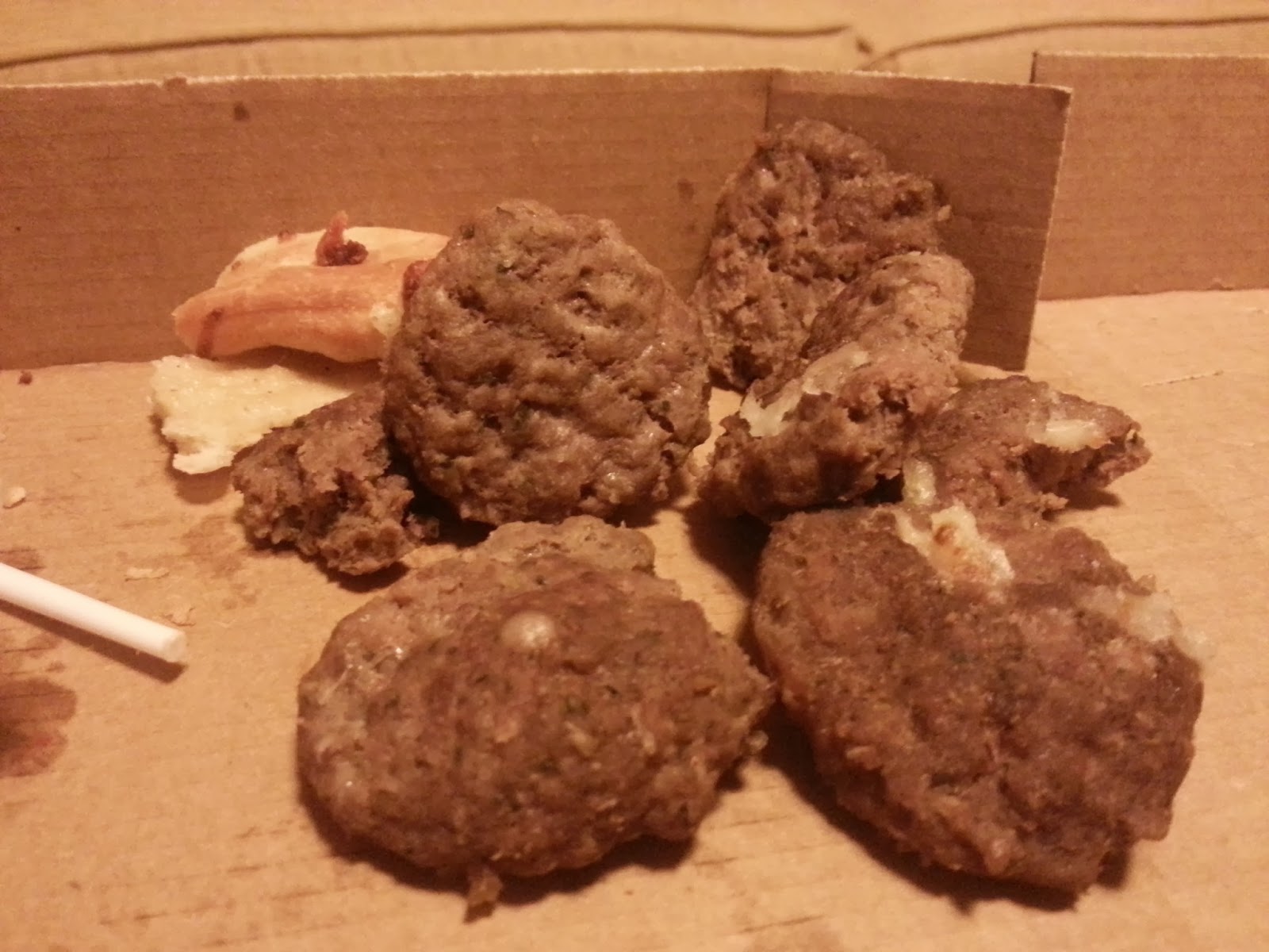 The burgers from Pizza Hut's cheeseburger pizza. Almost unpalatable.