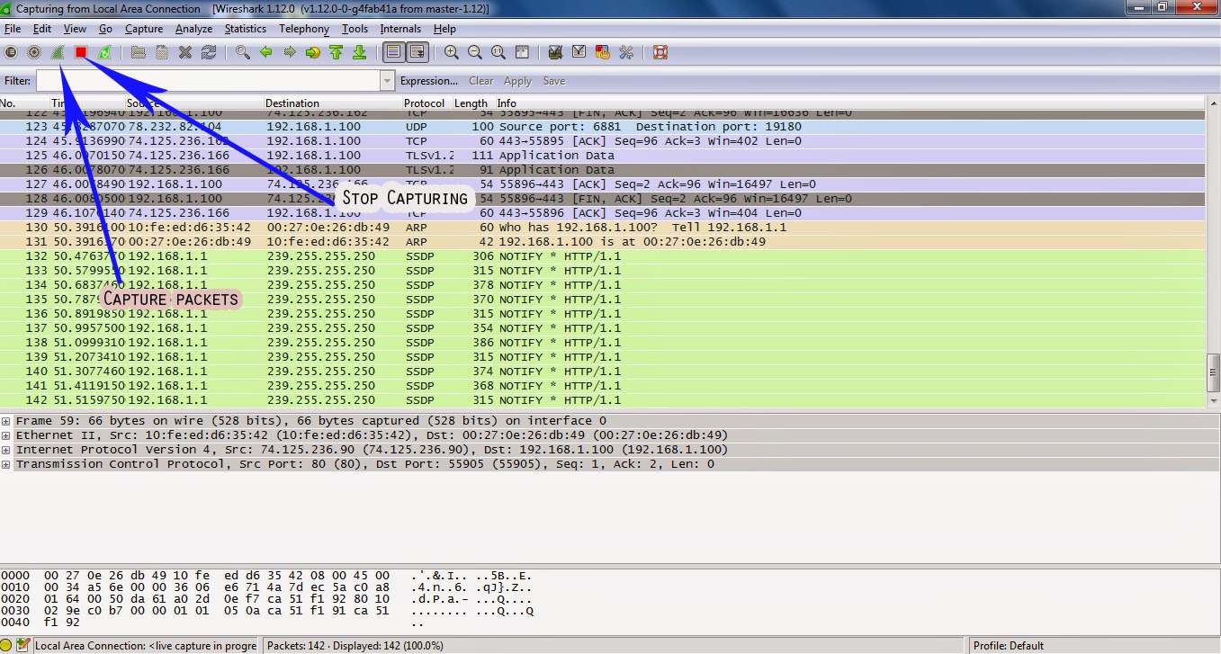 wireshark capture filter to capture only packets you send