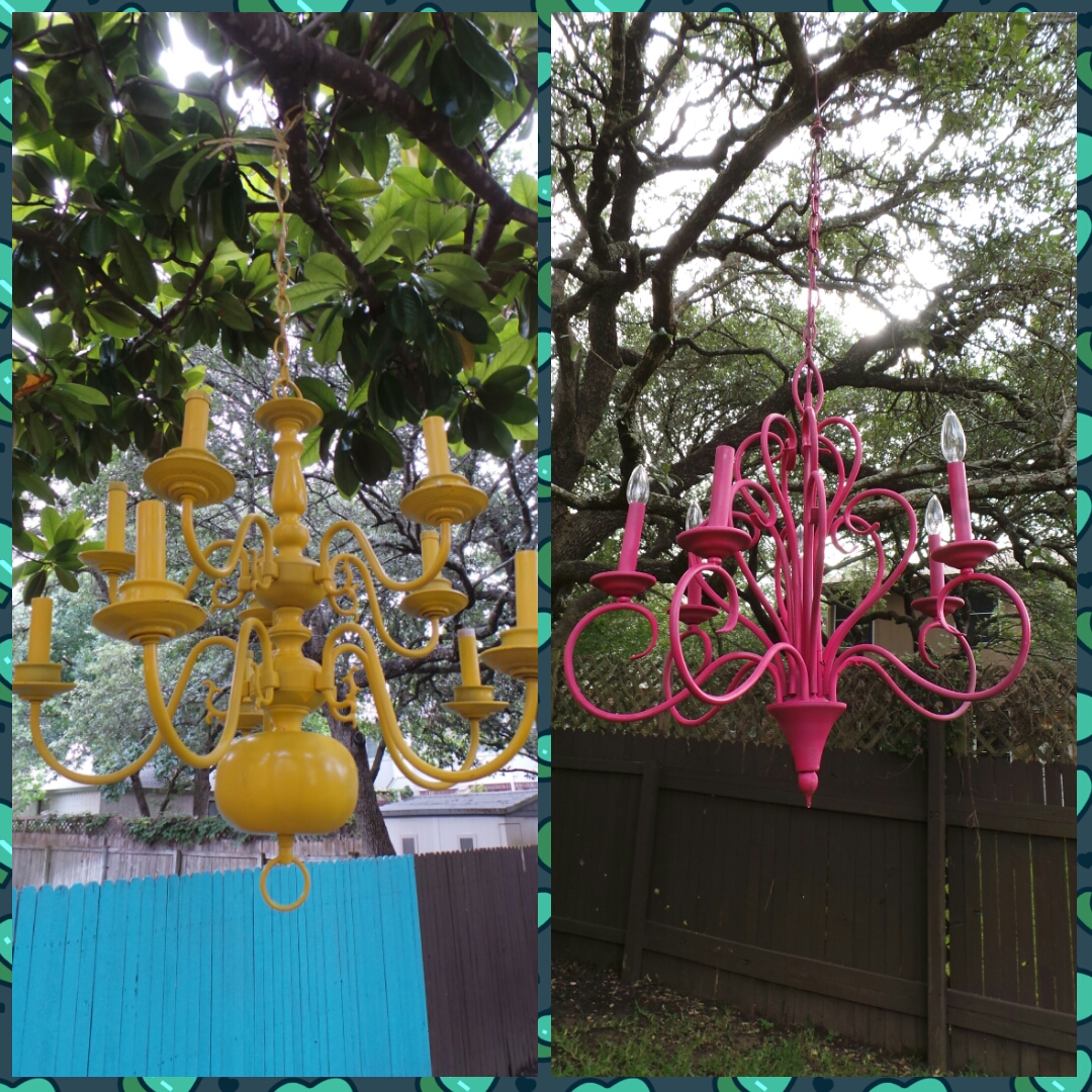 A quest for uniqueness Colorful outdoor chandeliers