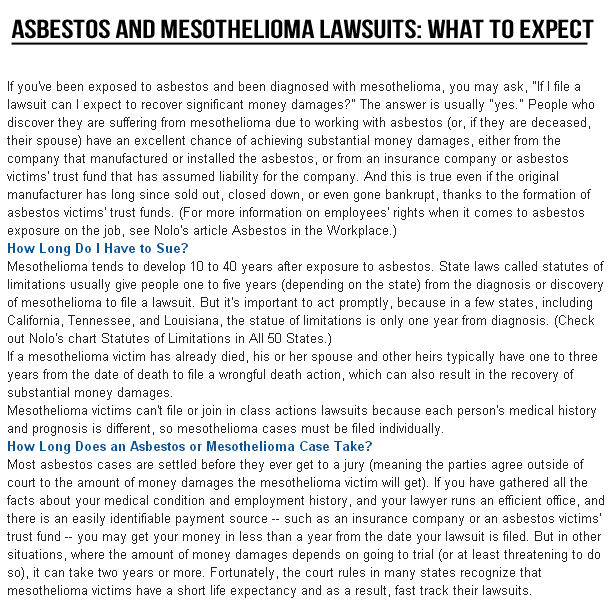 Wrongful Death Settlements in Mesothelioma Instances