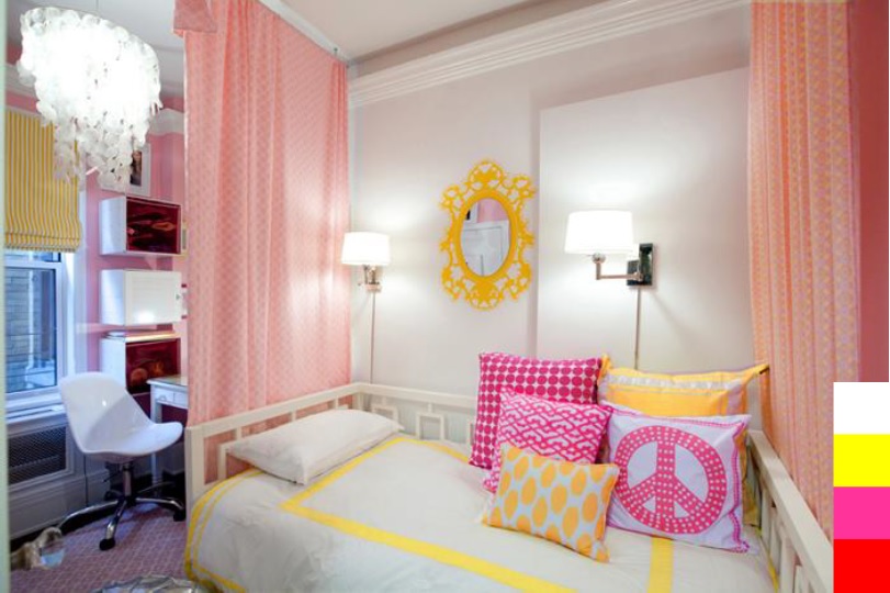 Decoração de quarto de menina pink e amarelo