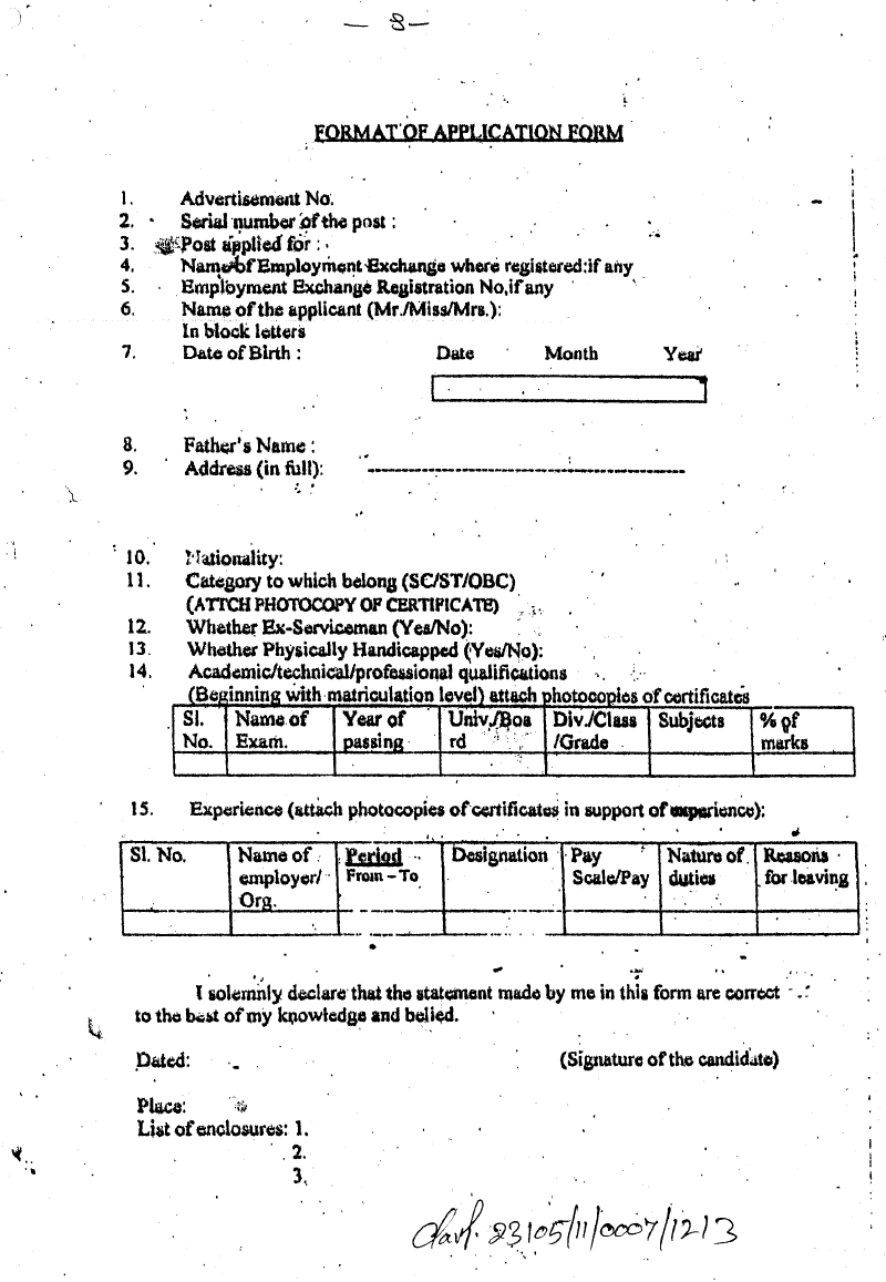 Employment Exchange Card Application Form Employment Application