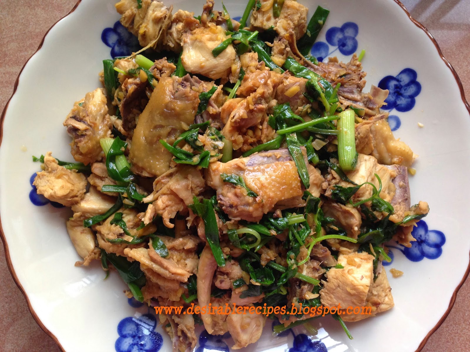 Stir Fried Chicken with Garlic, Ginger, Spring Onion and Cilantro