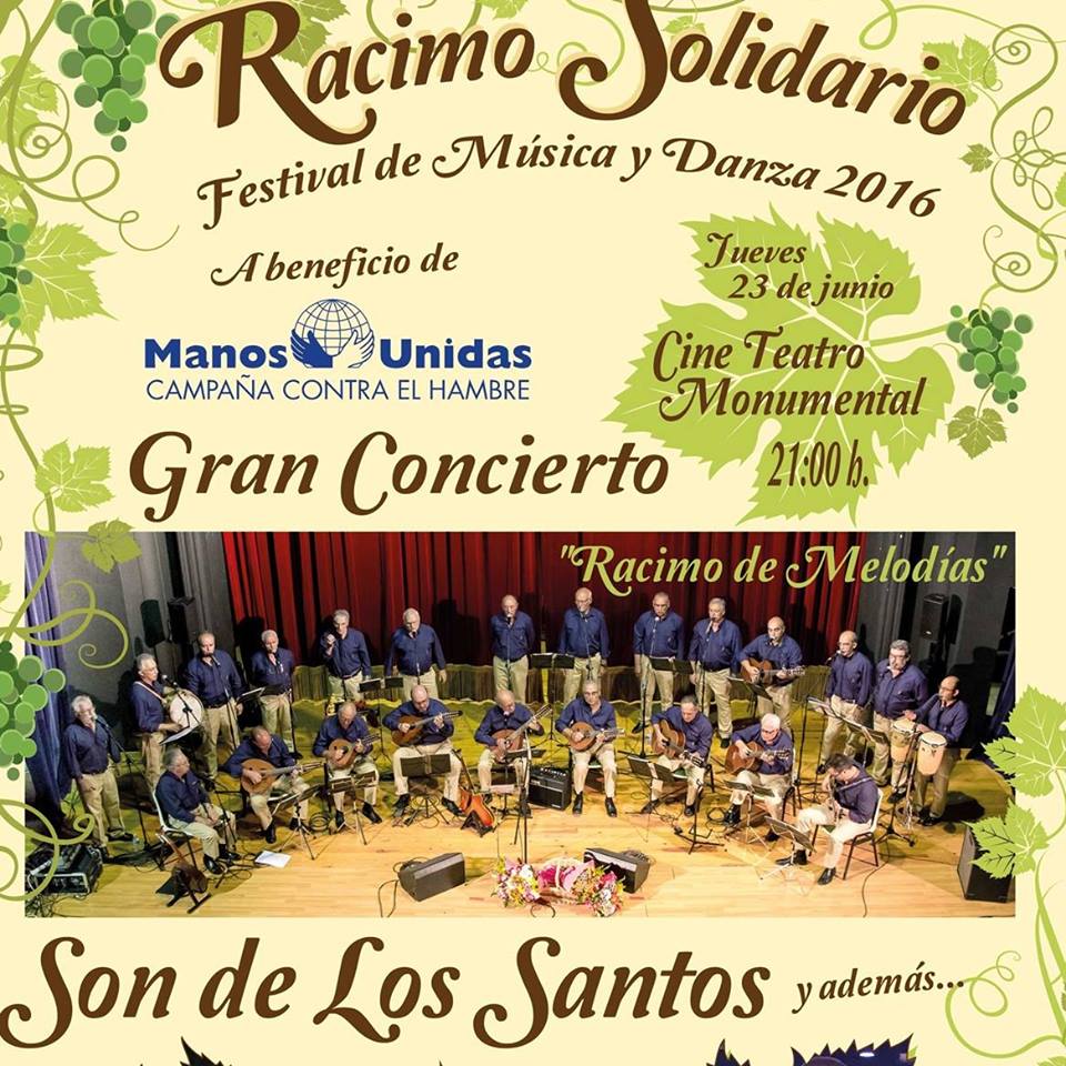 CONCIERTOS MES DE JUNIO: Los Santos de Maimona,  "RACIMO SOLIDARIO" 23 de junio