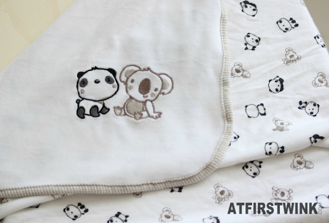 H&M baby towel with cartoon panda and koala